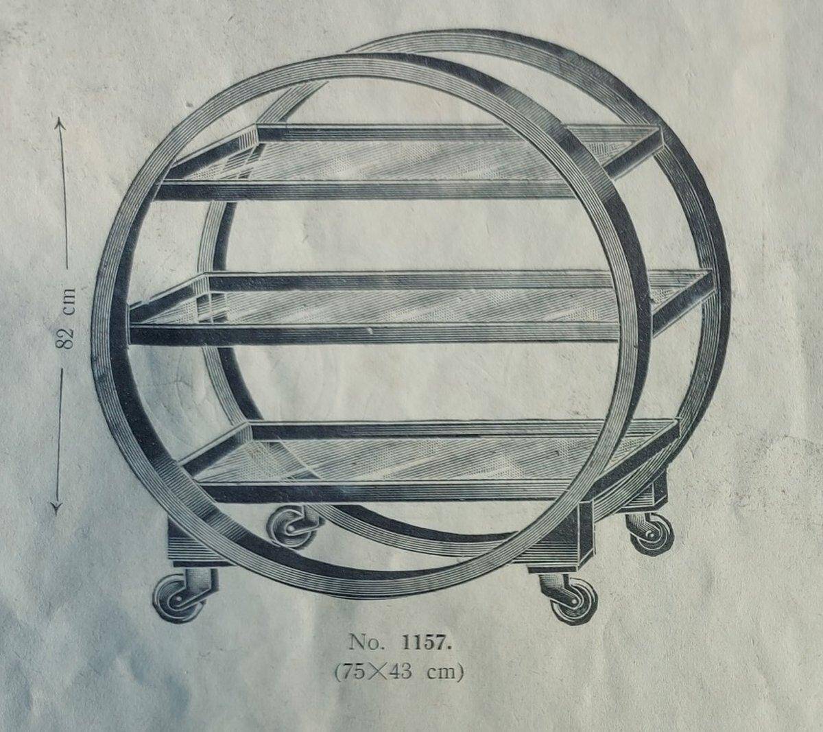 Art Deco service trolley no. 1157 by Thonet Debrecen