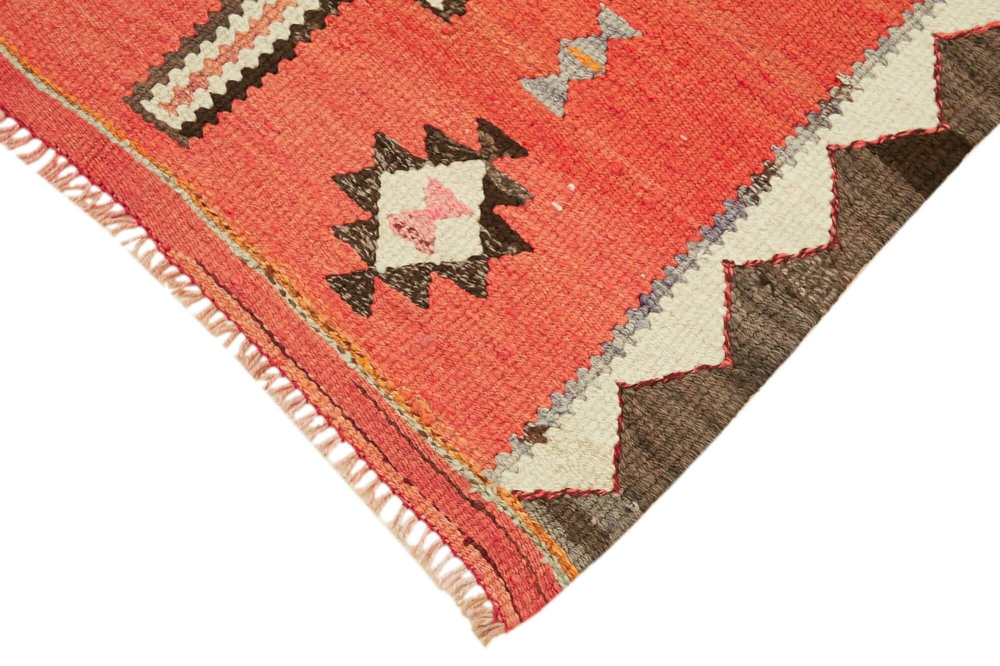 Turkish Handwoven Vintage Herki Kilim 88 cm x 277 cm
