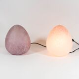 Lampe à oeufs en verre violet clair millésime 80's