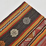 6x12 Long Wide Red Striped Kilim Rug,  190x356Cm