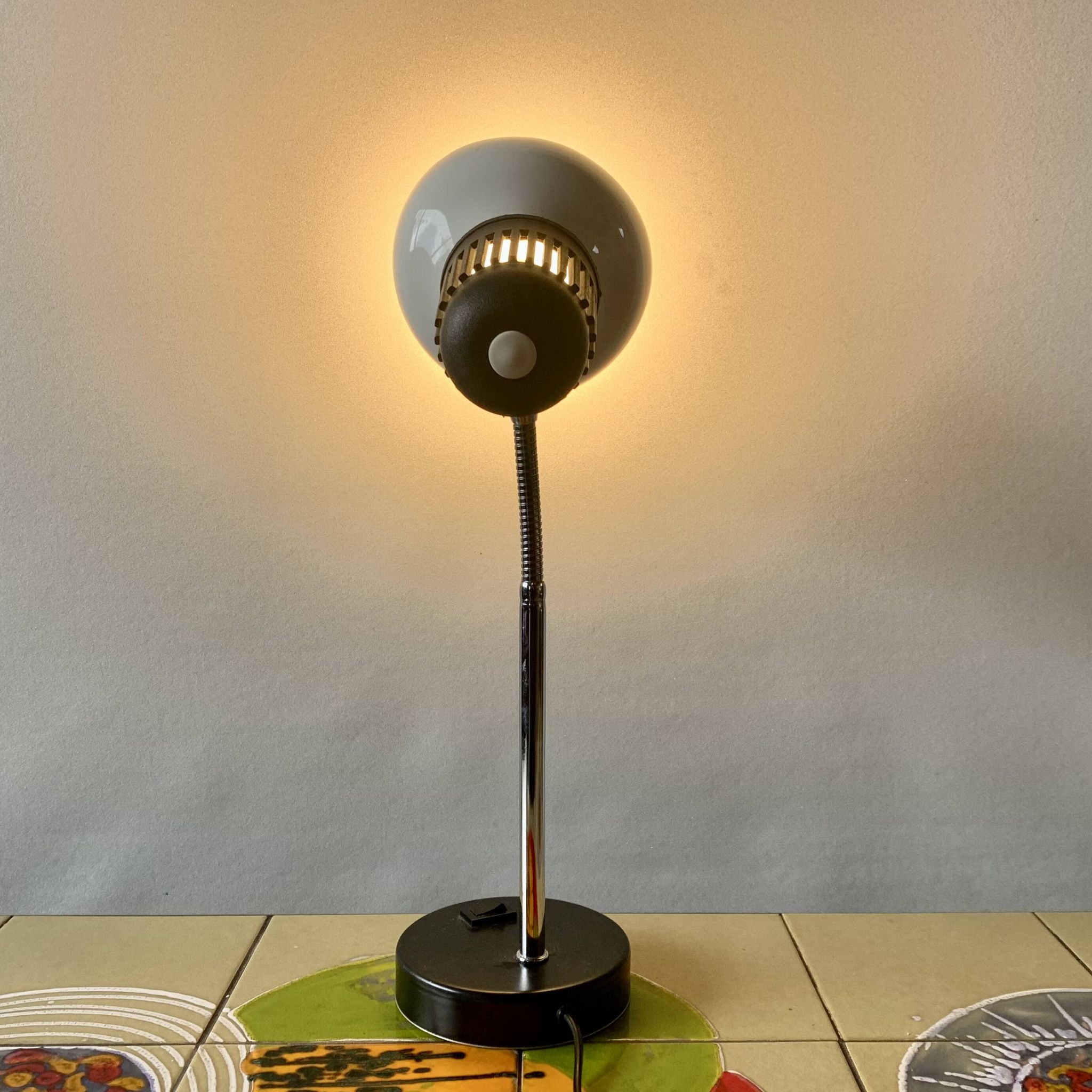 Vintage Massive white and black desk lamp - 1970s