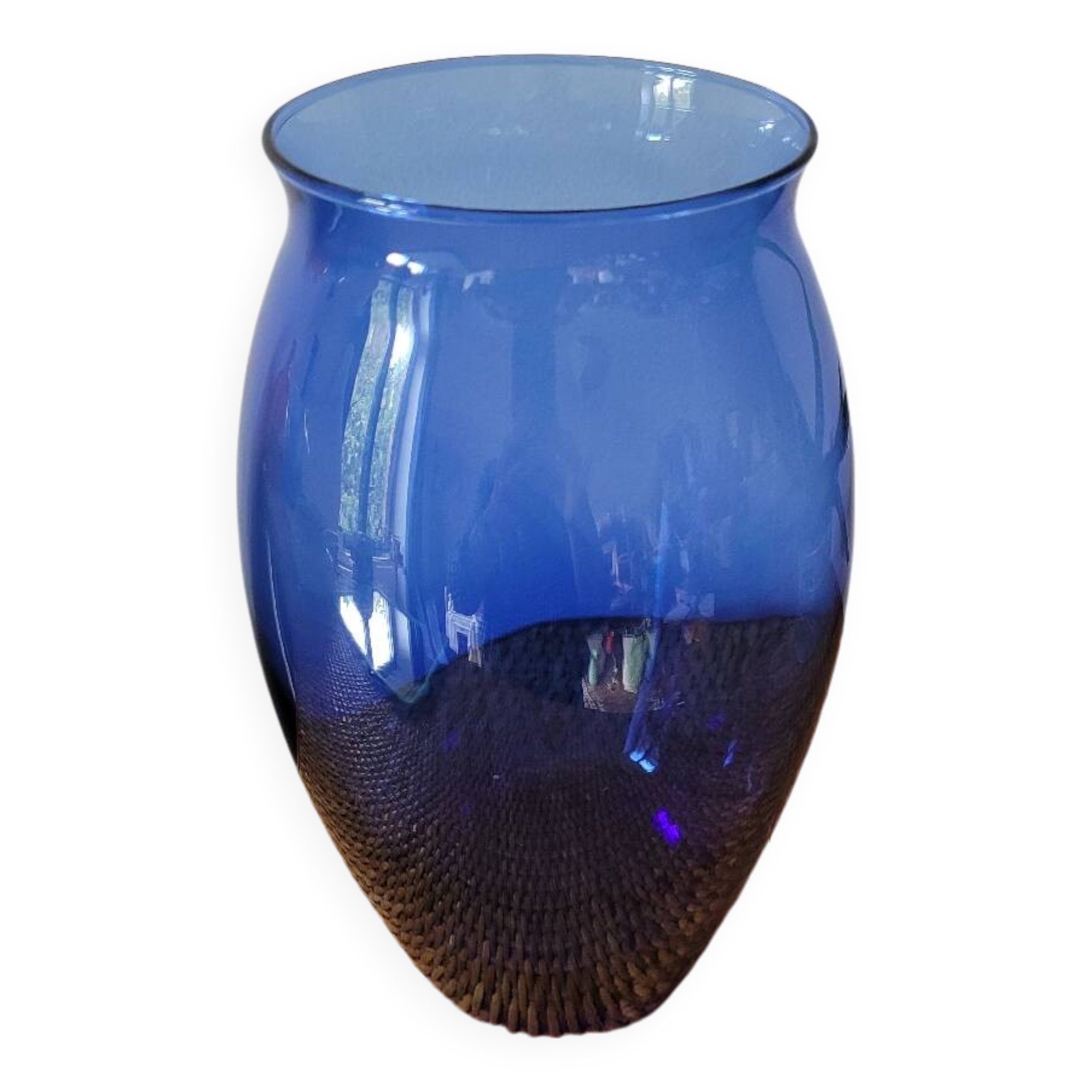 Large cobalt blue glass vase