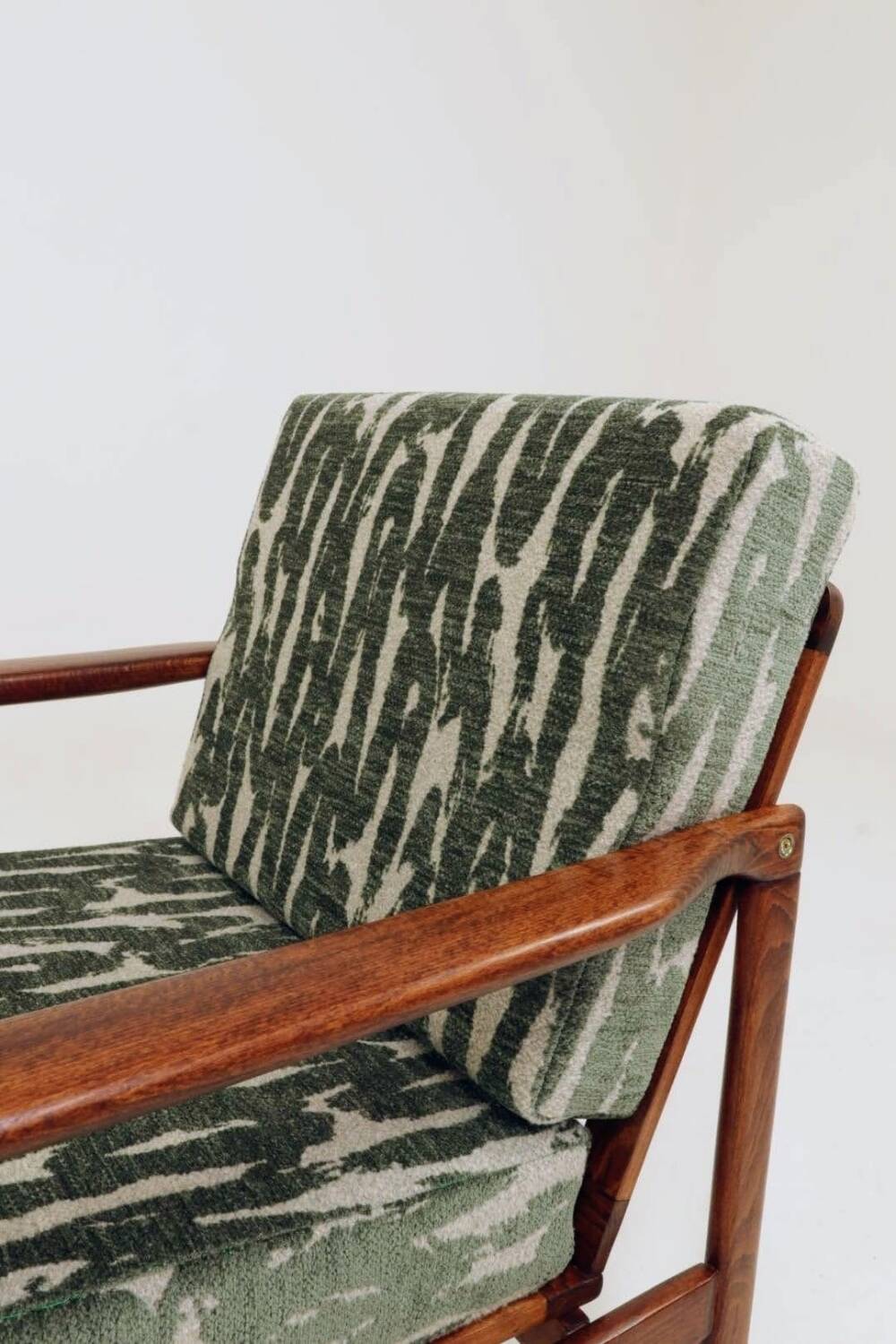 Vintage Armchair Green Cushions Classic Design