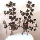 2 large metal leaf wall lights from the 70s and 80s