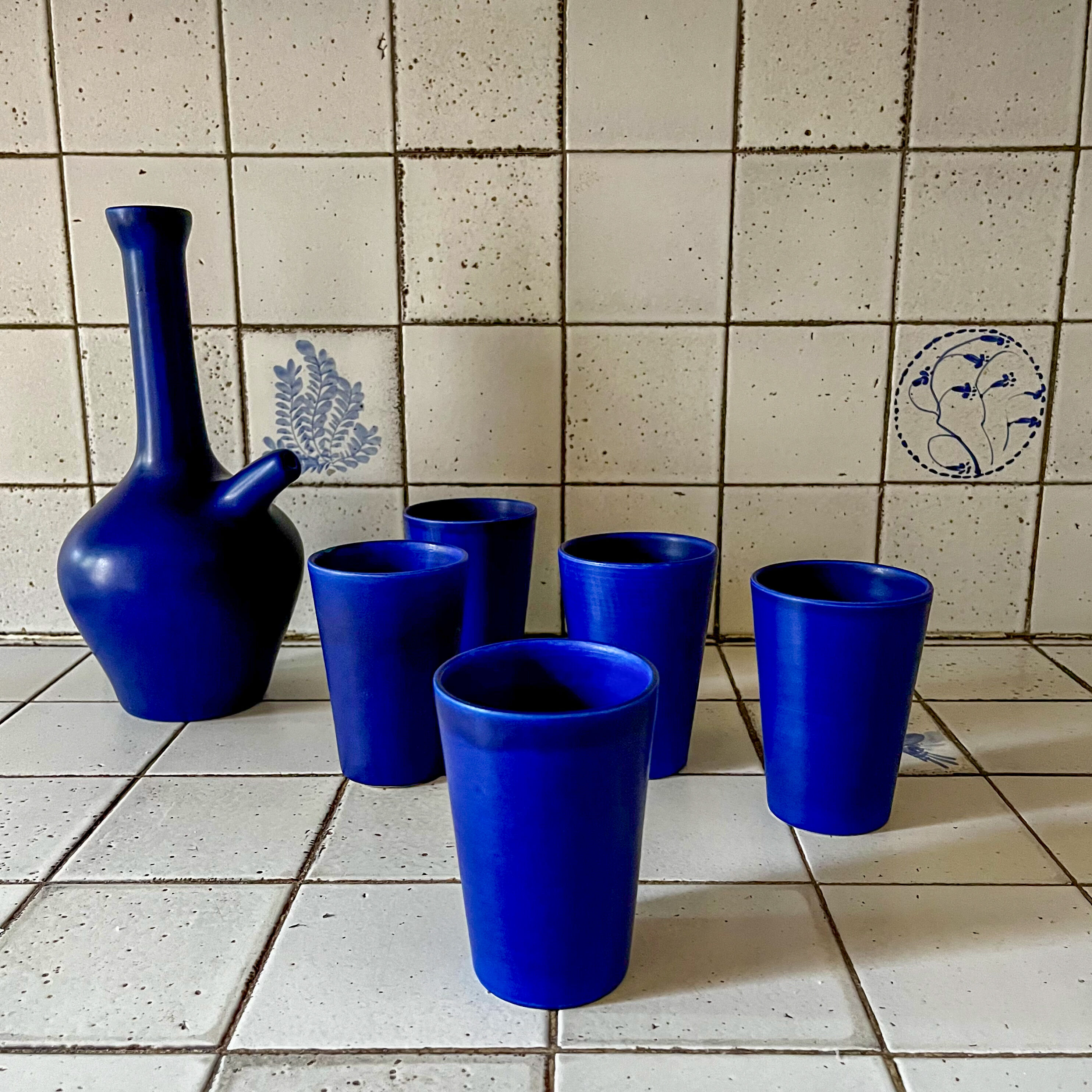 Vintage orangeade service by André Baud, Vallauris, 1960s