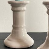 Pair of white ceramic candle holders