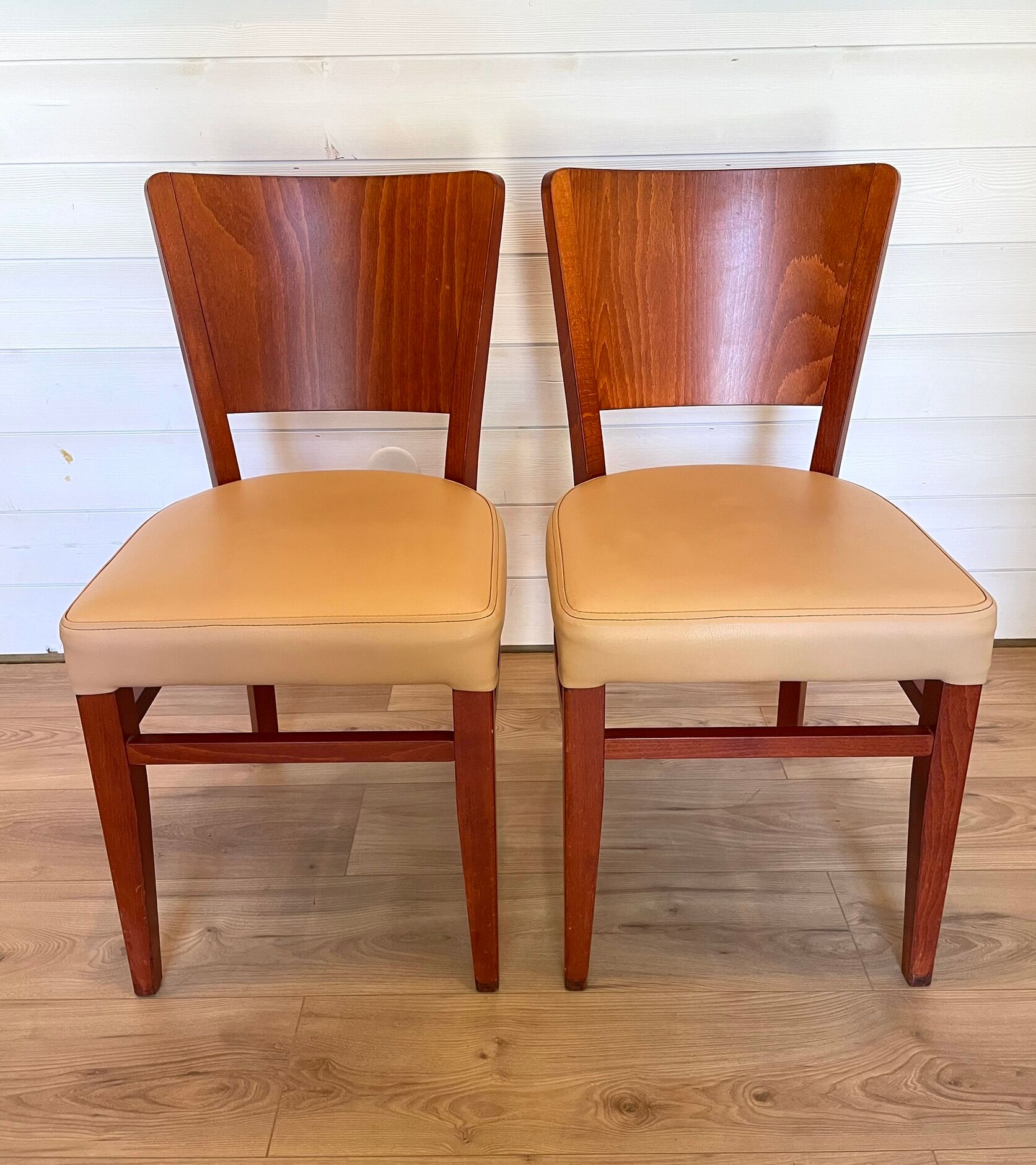 Set of 6 authentic Stella bistro chairs - Beech & Skai model
