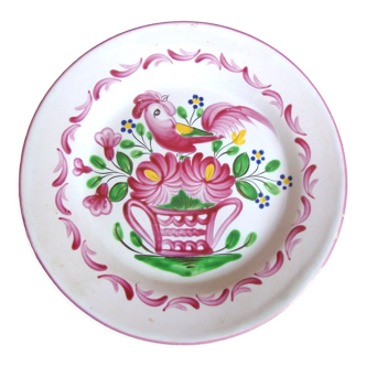 Flat plate with St-Clément decoration flowery basket and bird