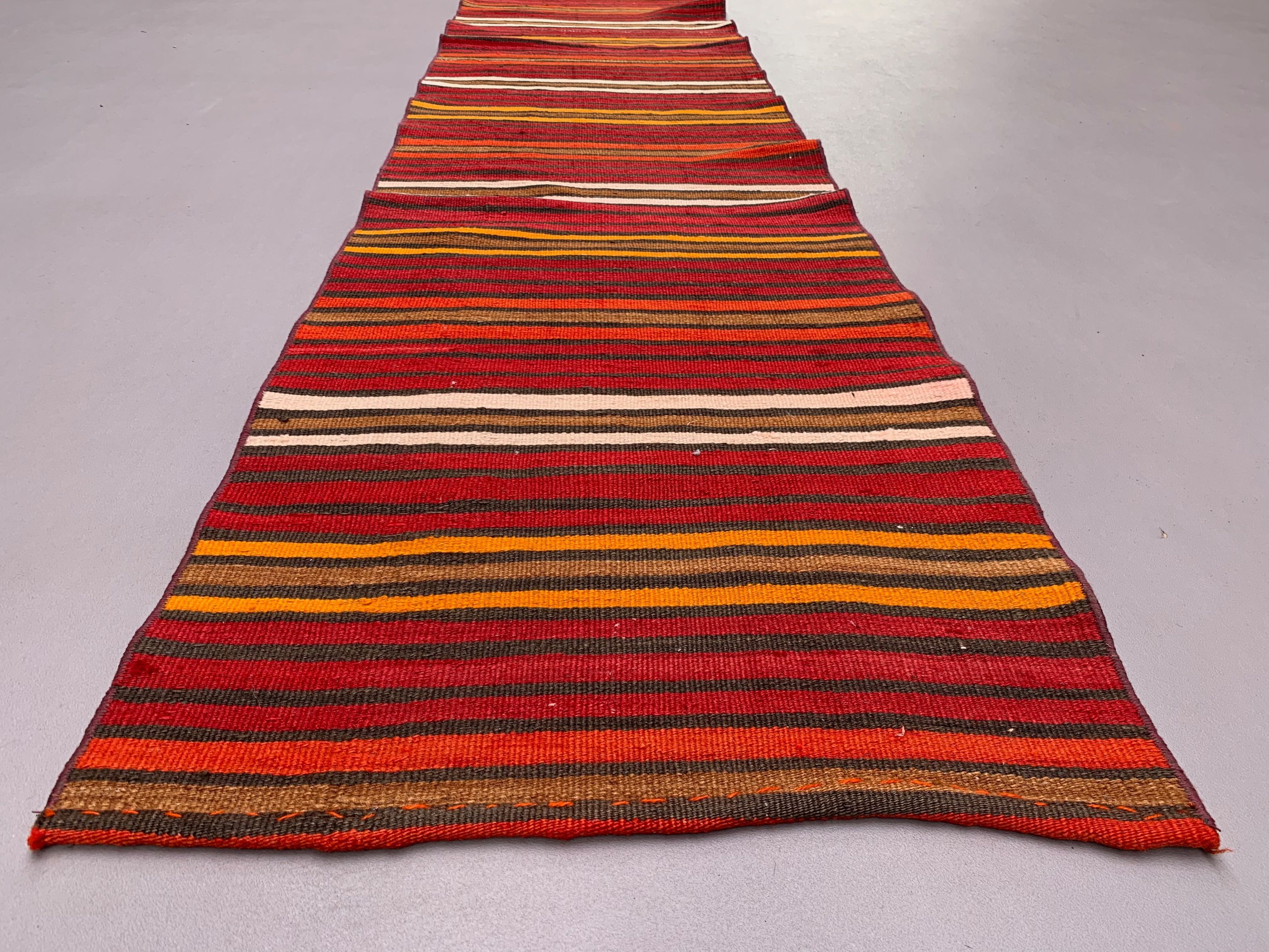 Old Turkish narrow Kilim Runner 324x57 cm shabby chic, vintage kelim