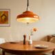 Lampadario Vintage Anni '70 Space Age – Arancione e Cristallino – Ø 38cm
