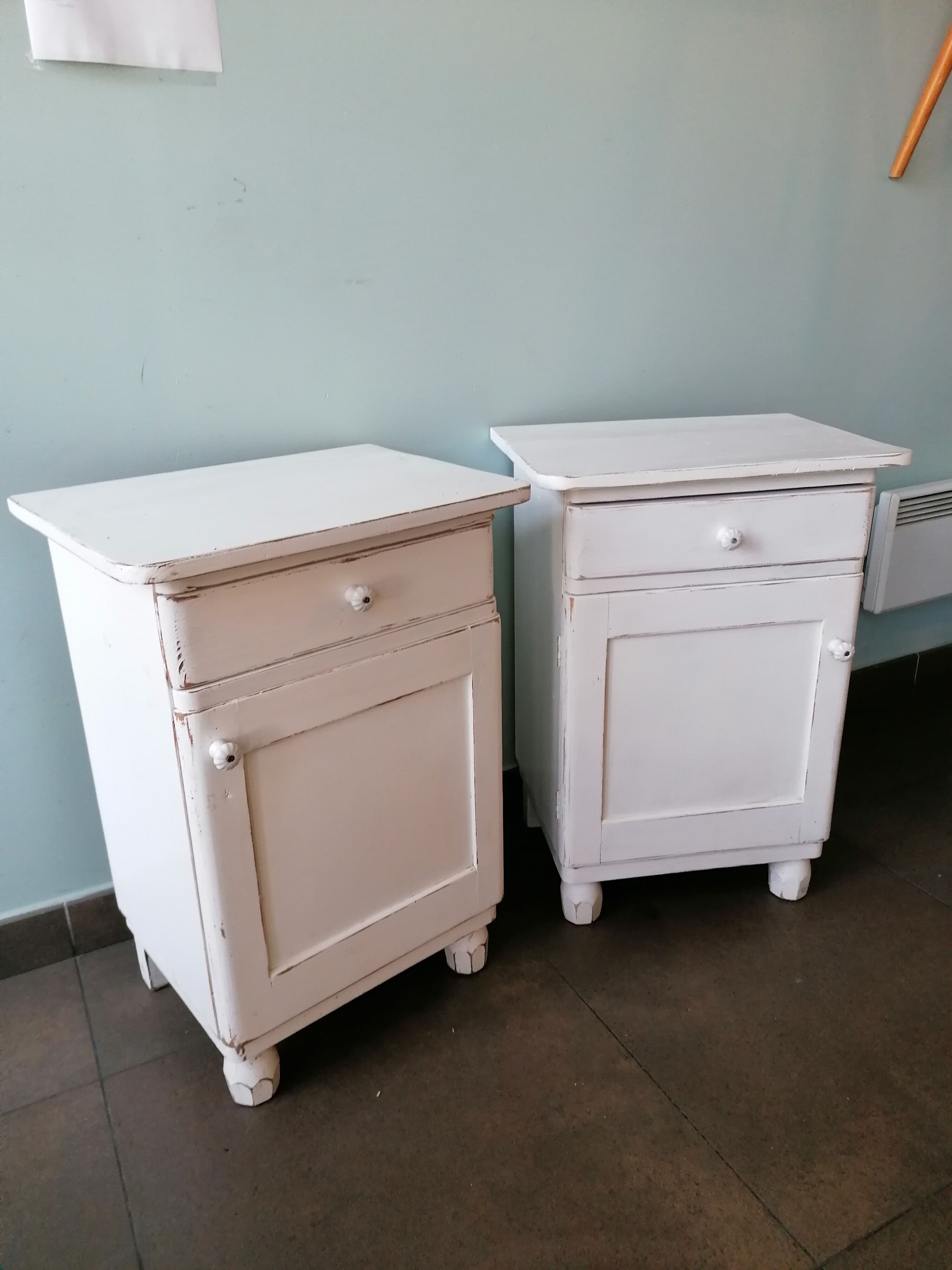 Pair of vintage wooden bedside tables