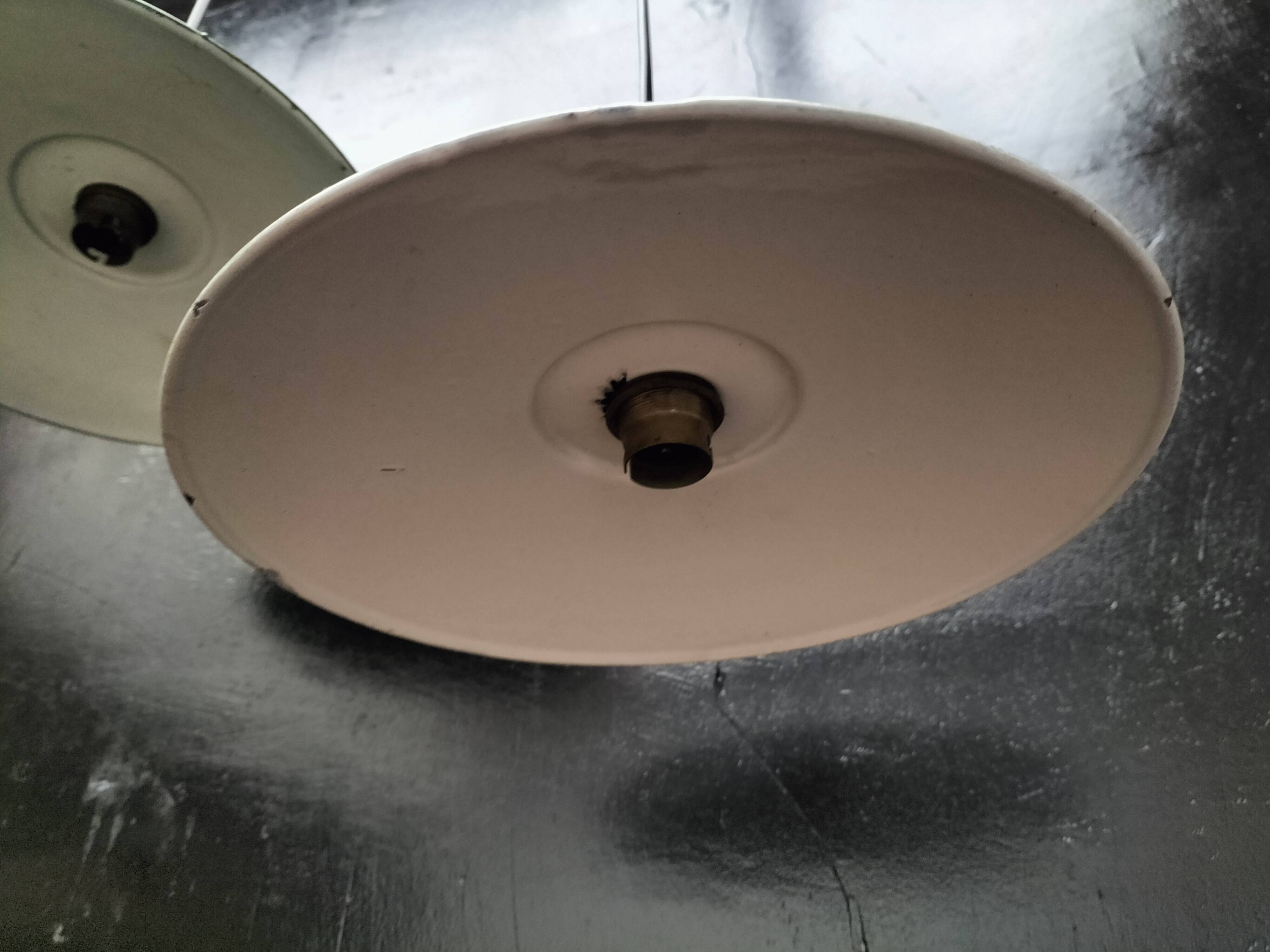 Enameled sheet metal pendant lights