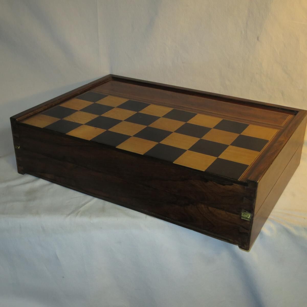 Box game beginning 19th Chess Backgammon in marquetry Cabinet jacquet failure flag
