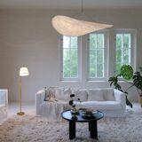 Mid-century brown leather and brass floor lamp, Falkenbergs Belysning, Sweden, 1960s.