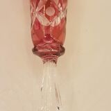 Service a liqueur en verre de couleur et ciselé