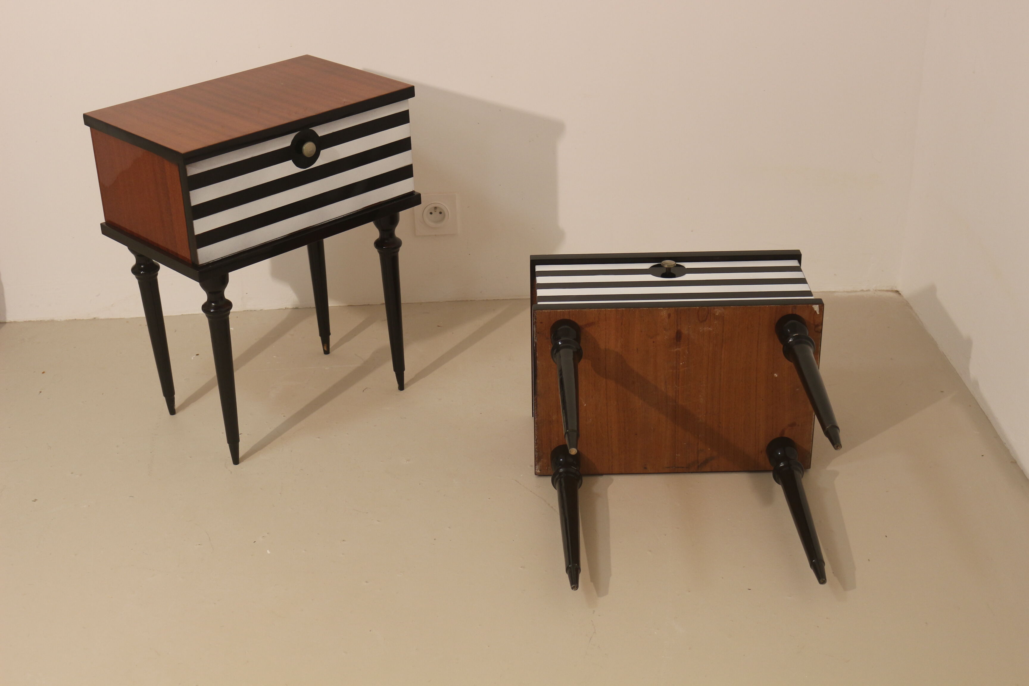 Pair of bedside table restyled swing door year 60