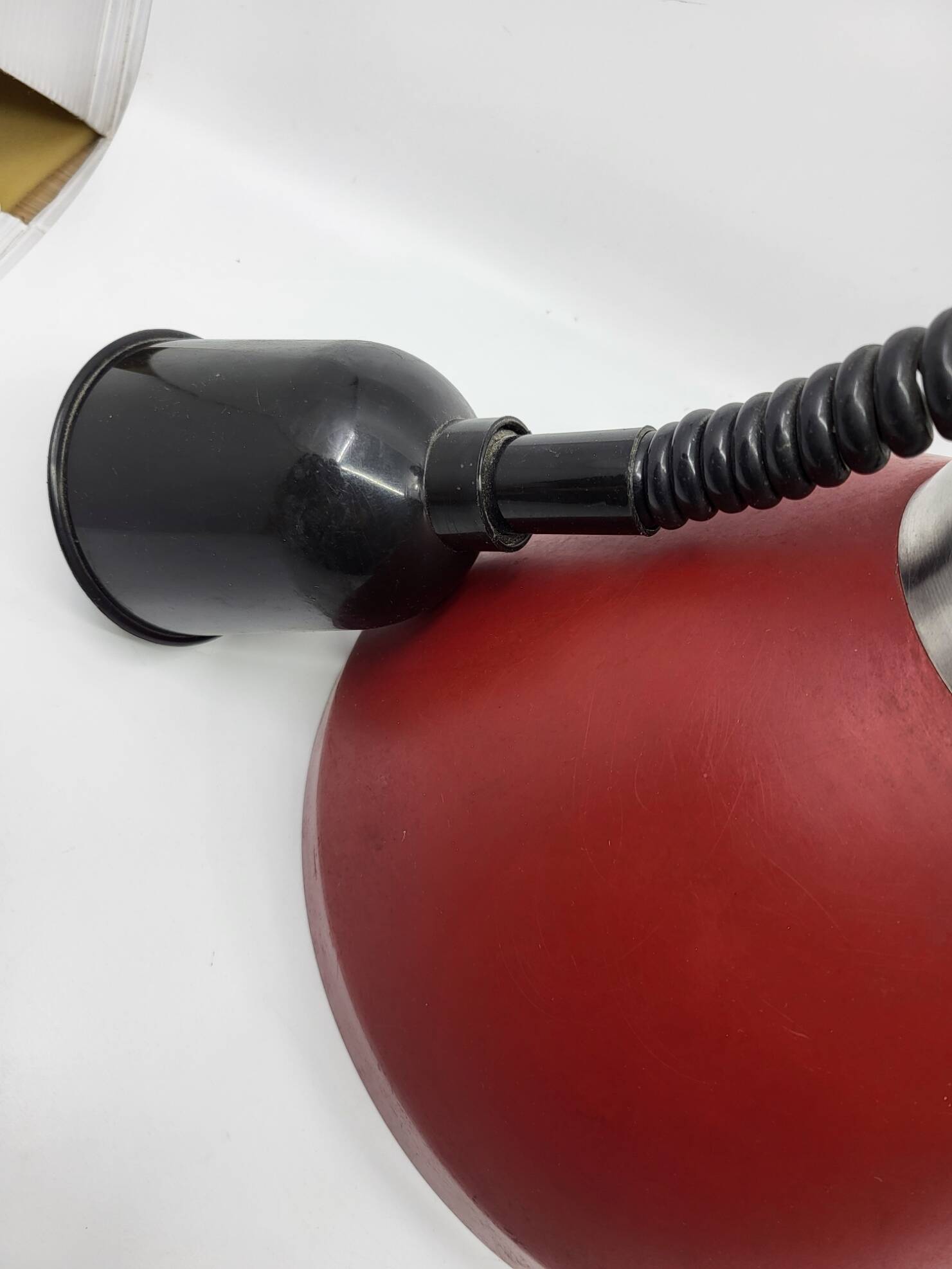 Vintage 1950s Red Metal Industrial Pendant Light