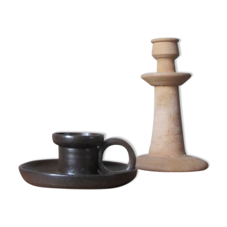 Set of two candle holders at craft ceramic