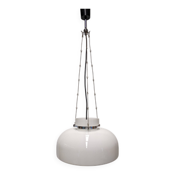 XL dome suspension in white opaline by Limburg, Germany, circa 1960.