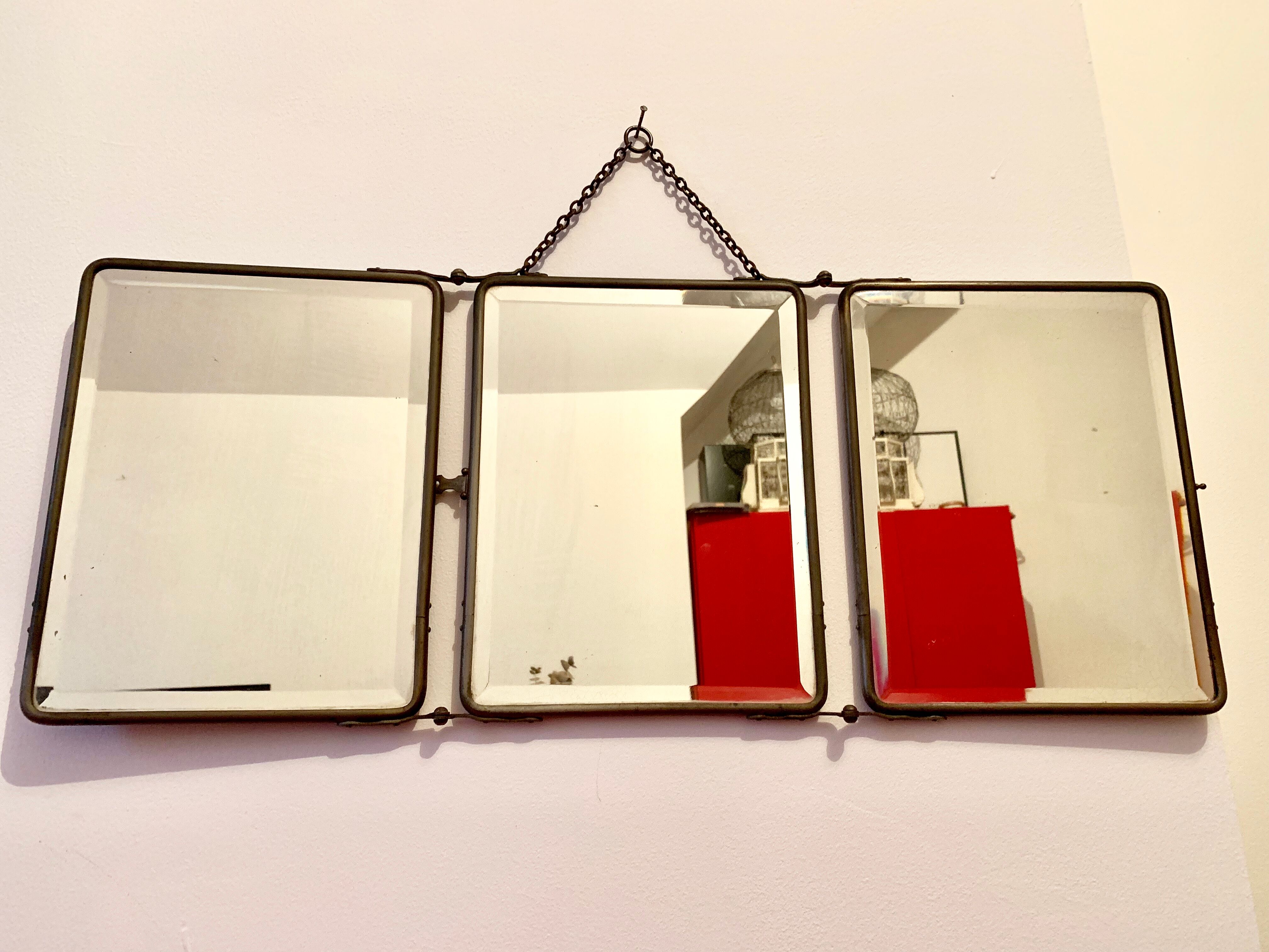Barber vintage 28x69cm triptych mirror