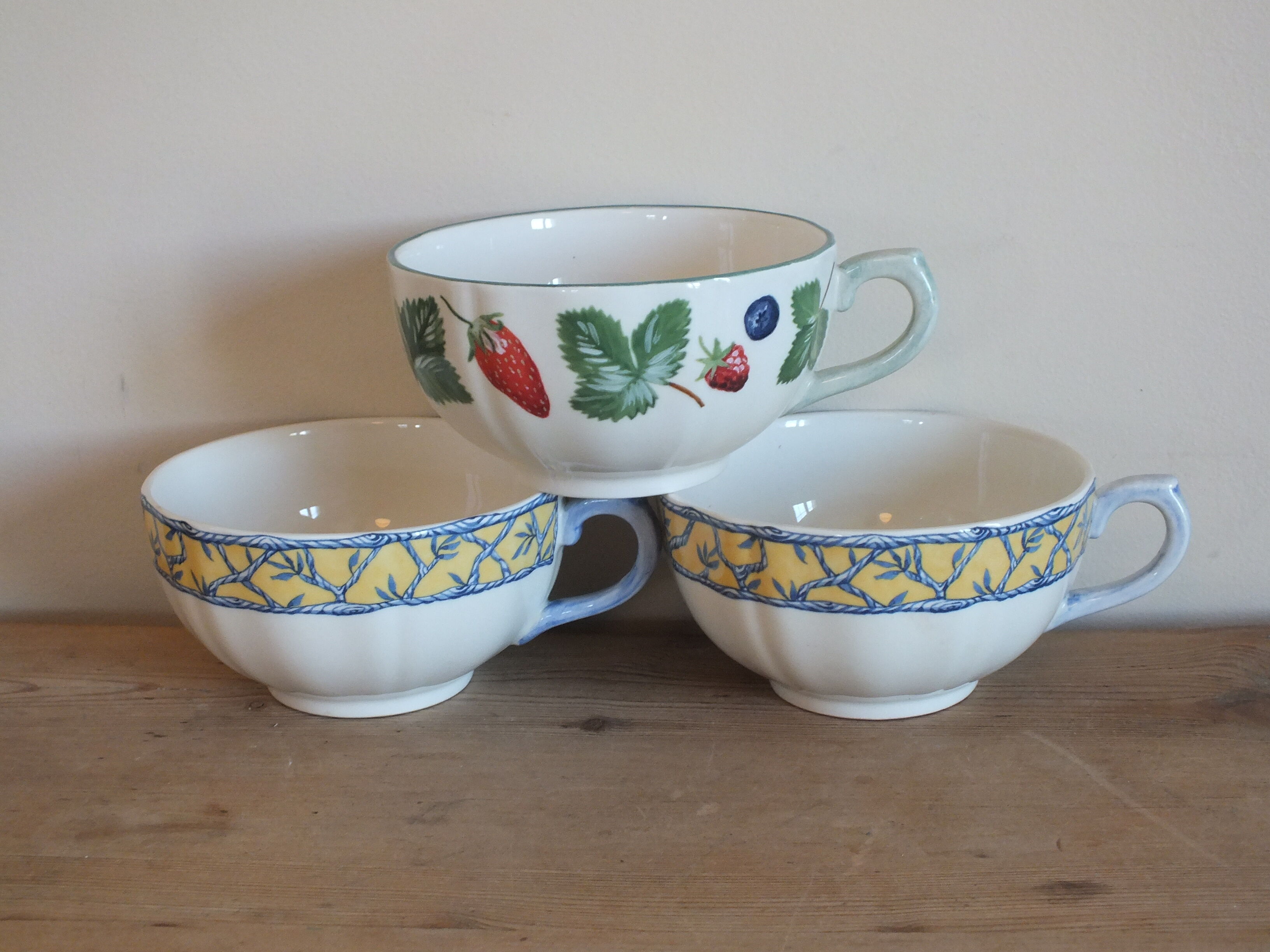 Trio of cups in Gien earthenware