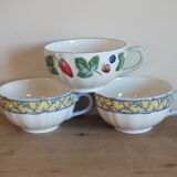 Trio of cups in Gien earthenware