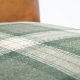 Antique daybed reupholstered with sheepskin and Scottish tartan wool