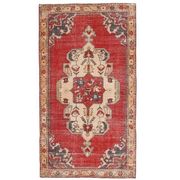 Vintage Turkish Oushak Handmade Wool Cotton Red Area Rug 130x240