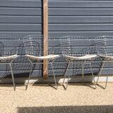 4 chrome Bertoia chairs with cushion