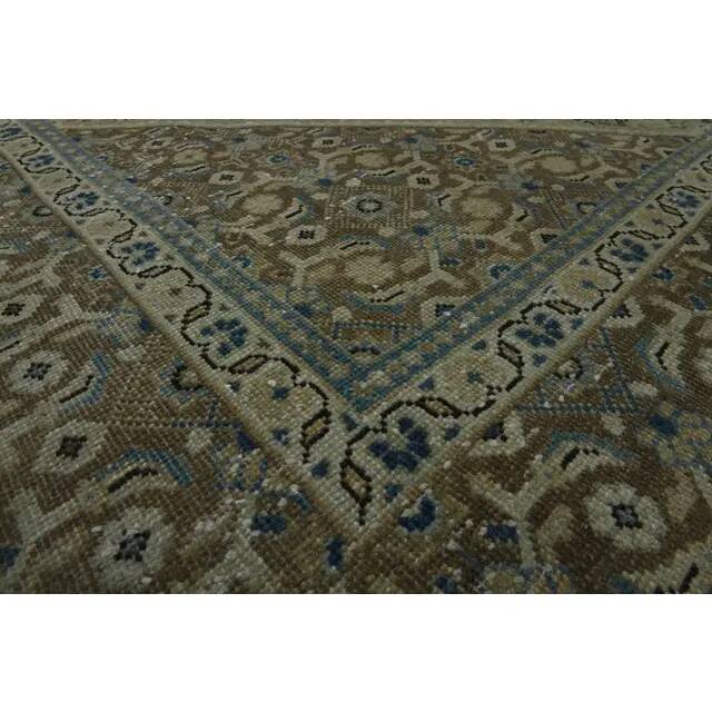 1970s Vintage Persian Handmade Wool Cotton Brown Area Rug 292x392