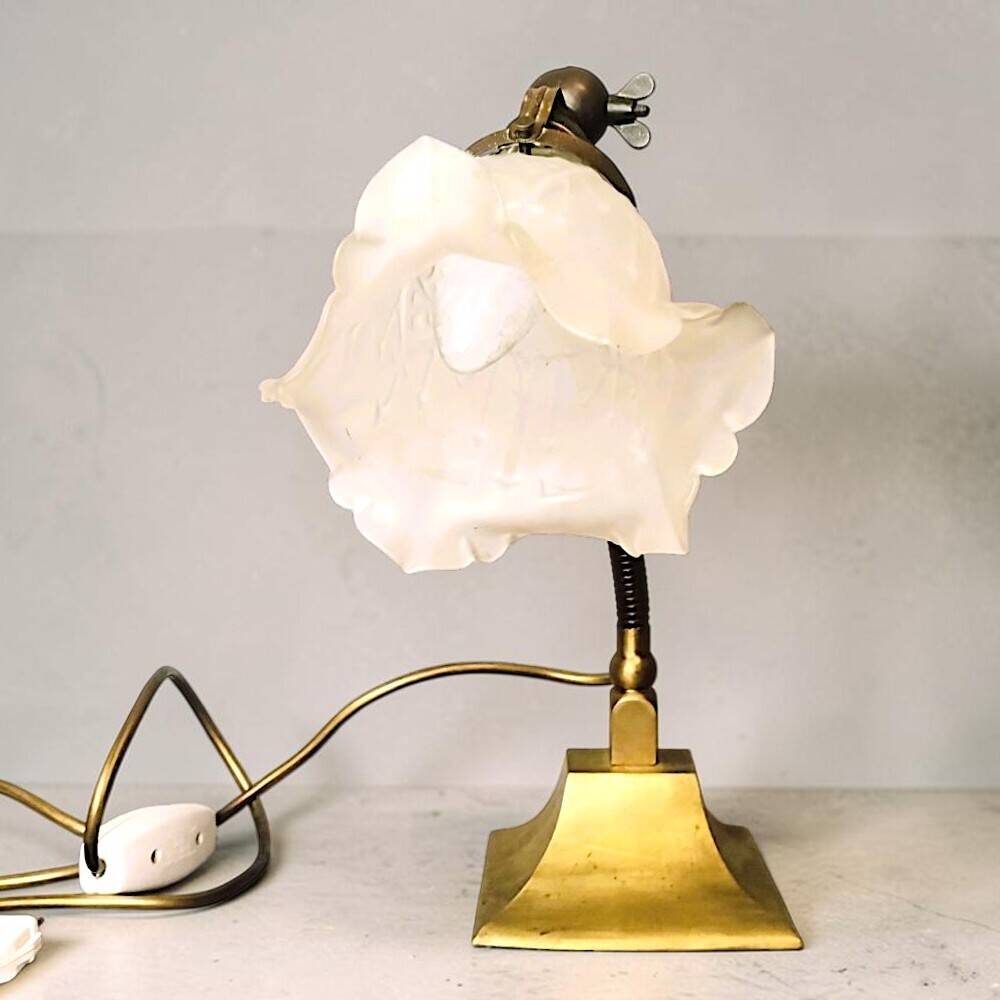 Art Nouveau brass flexible table lamp