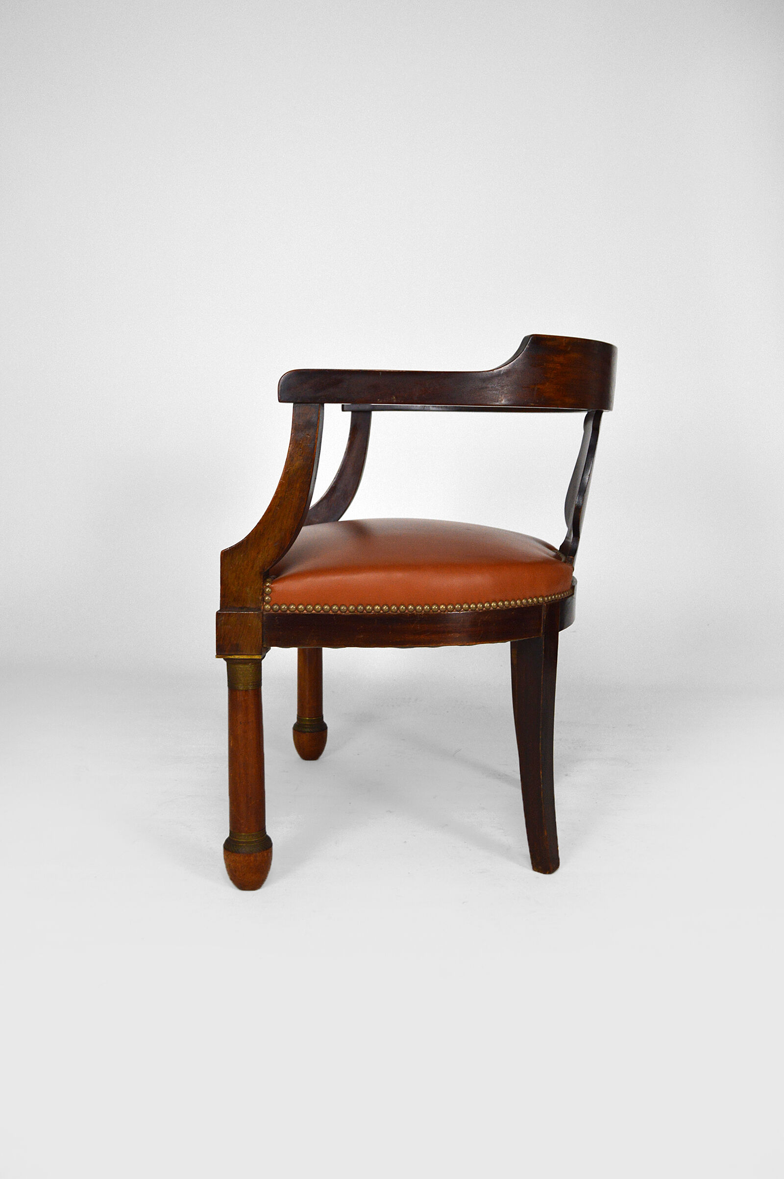 Empire, mahogany and leather office armchair, 19th century