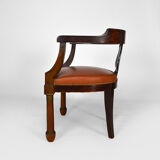 Empire, mahogany and leather office armchair, 19th century