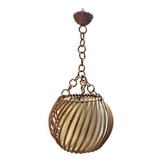 Suspension en rotin des années 50.