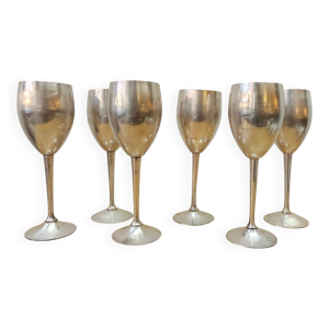 6 verres sur pied métal