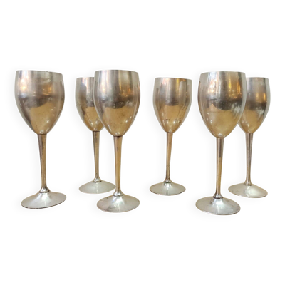 6 verres sur pied métal vintage 1970