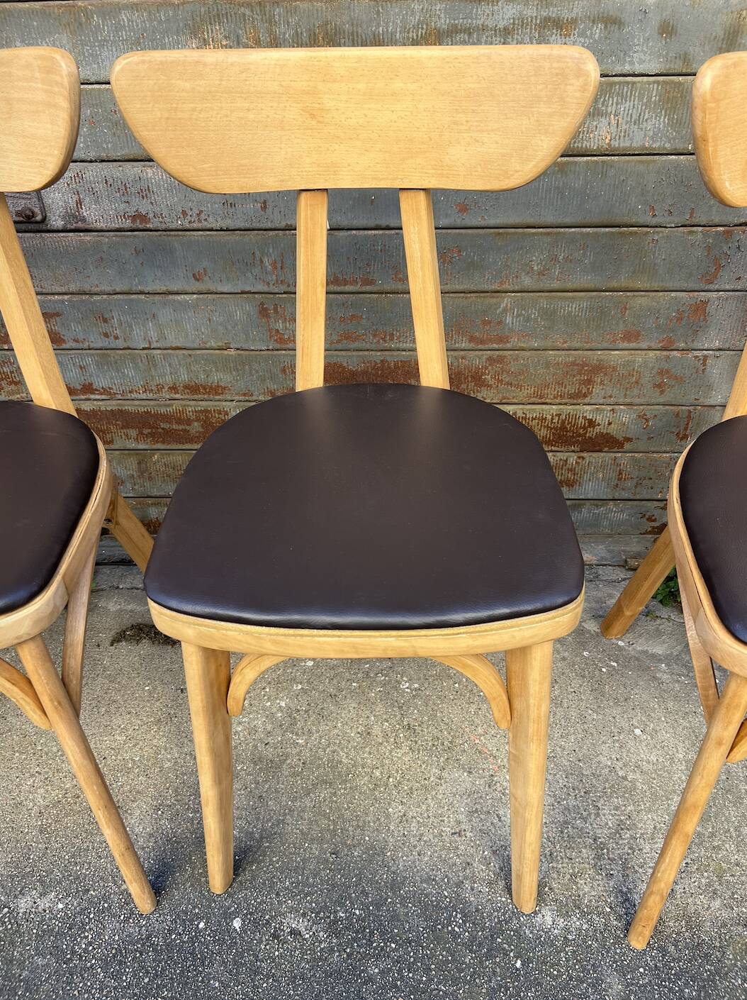 (Lot) 5 chaises modèle Banane estampillées Lutherma (Restaurées)