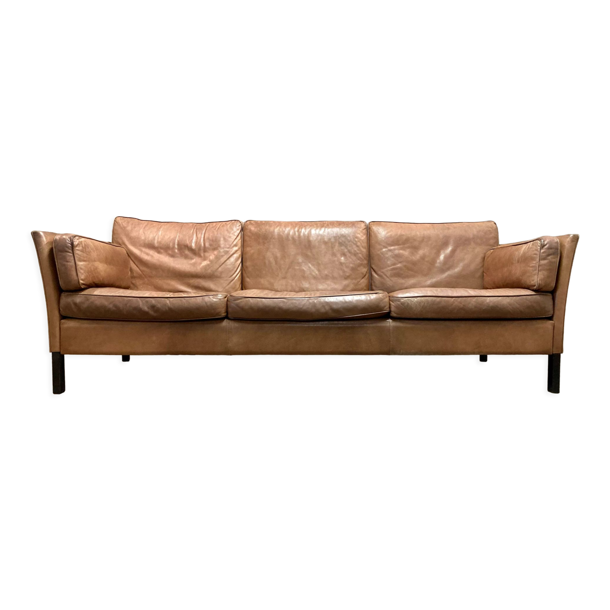 Sofa 3 places leather scandinavian design 1960