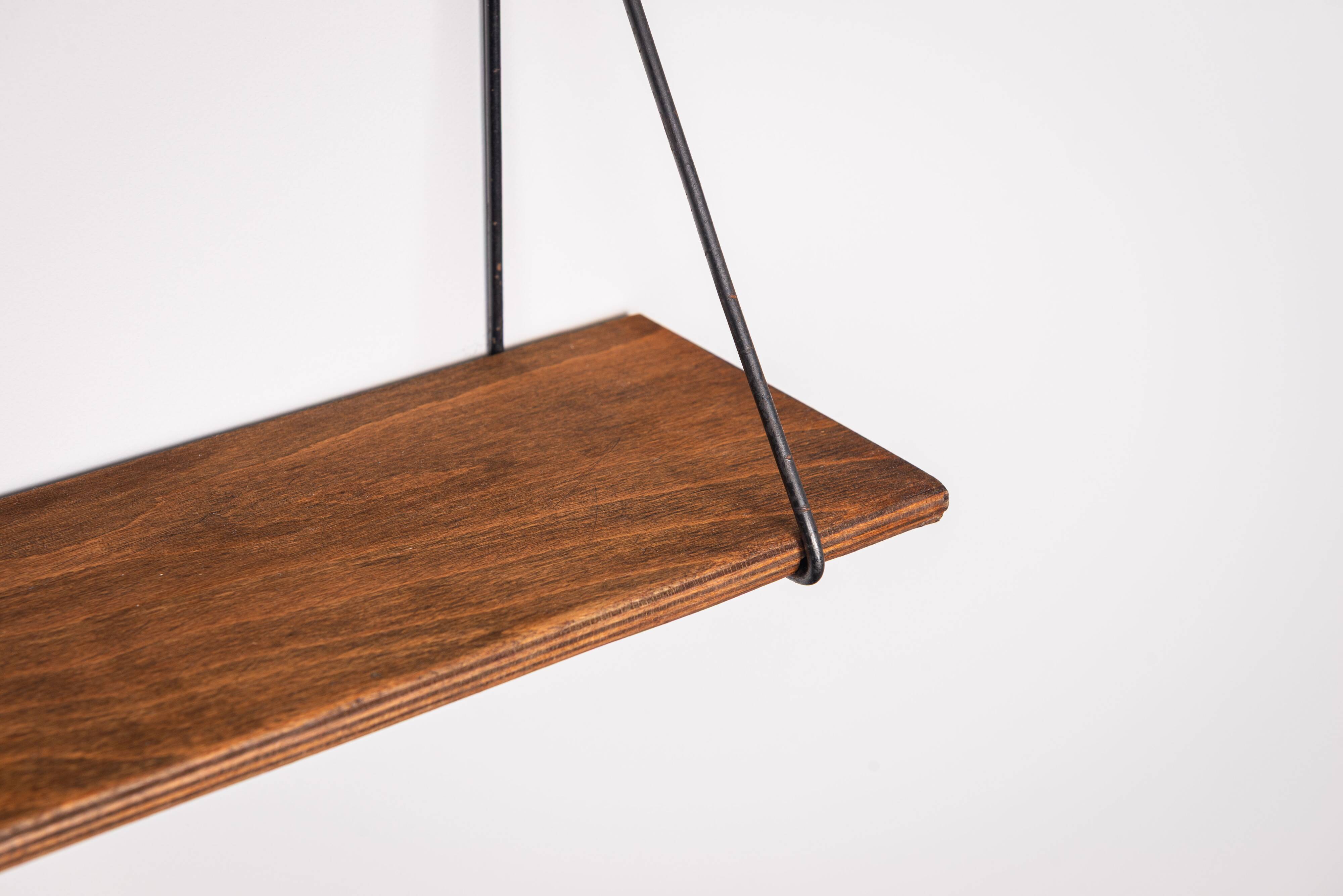 Set of minimalistic wooden shelving units