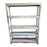 Blue lacquered teak shelves