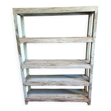 Blue lacquered teak shelves