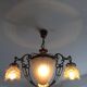 Old Art Deco style chandelier in bronze 4 fires