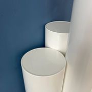 White floor lamp "Close Encounter" and plant stand by Kerst Koopman