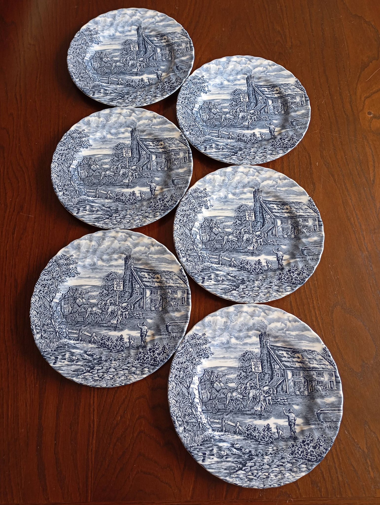 6 English flat plates Bursley "The Posthouse"