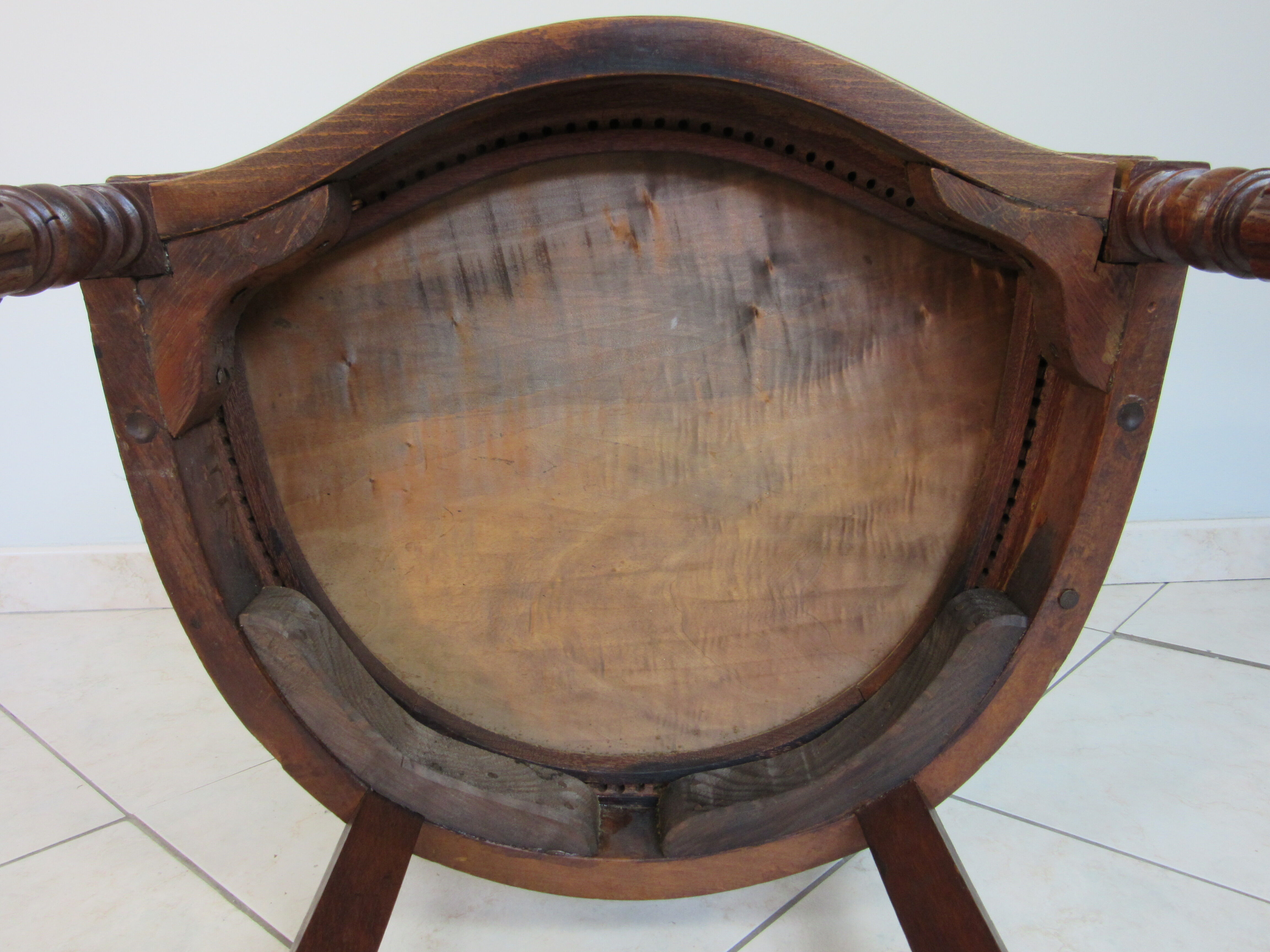 Fauteuil de bureau bois et cuir