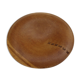 Hand Produced Oak Bowl With Leather Detail Stitching