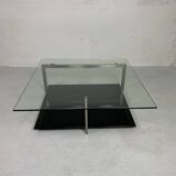 Glass coffee table 110 x 110 cm in the style of Rolf Benz and Metaform