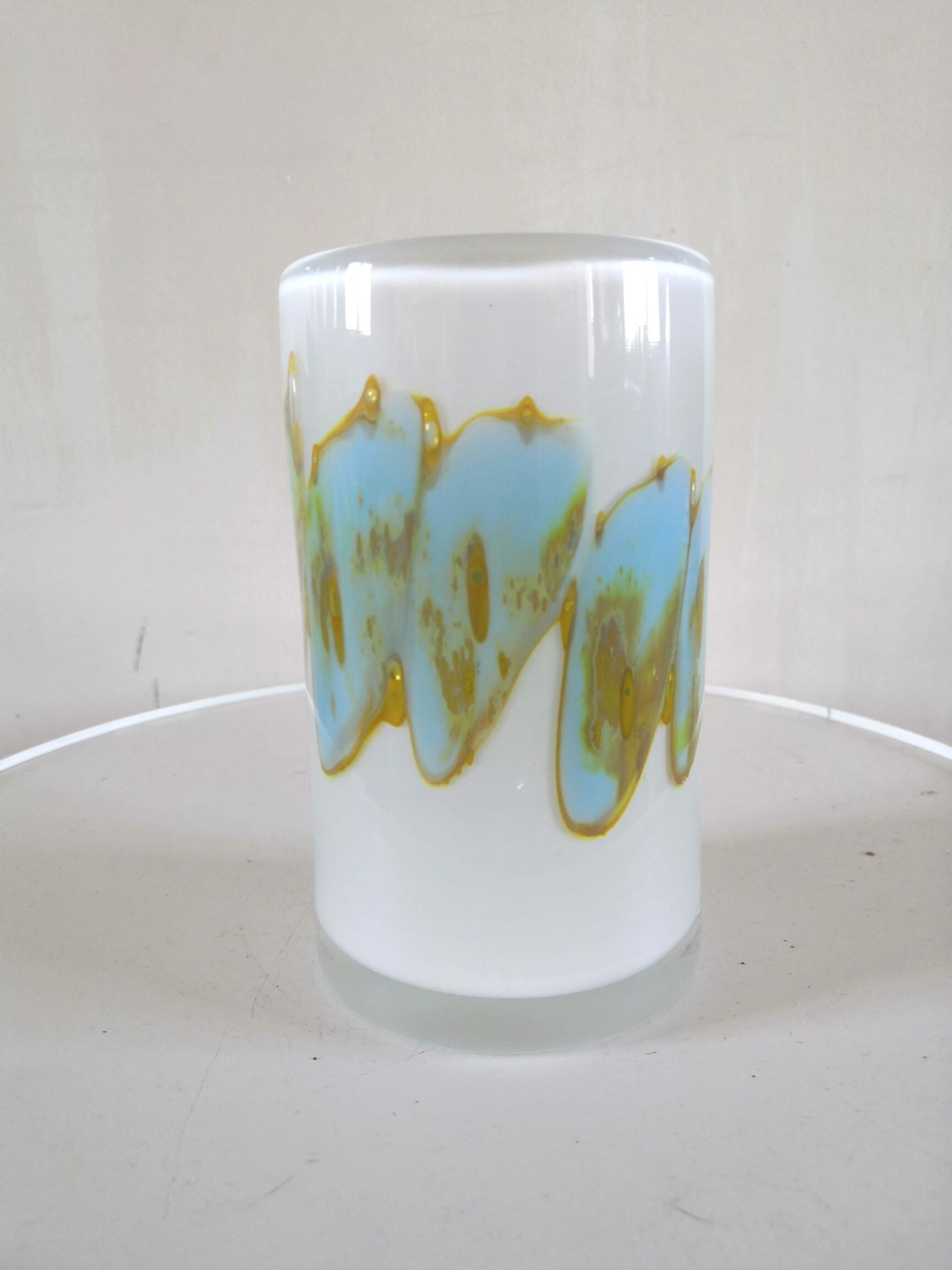 Glass vase abstract décor design 70s