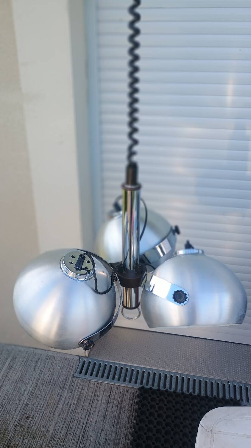 Suspension Lustre Space Age 1970 Eyeball Massive Art Belgium brushed aluminium