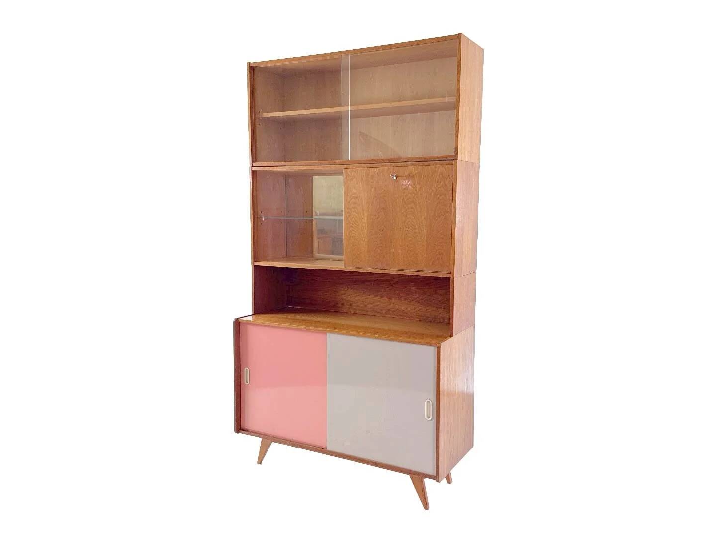 Vintage U-452 cabinet with display case and bar - Jiri Jiroutek